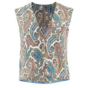 Diane Von Furstenberg Barton V-Neck Silk Shirt - Medium Multicolor Paisley